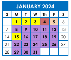 District School Academic Calendar for Kirkland Es for January 2024