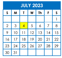 District School Academic Calendar for Mayfield MS for July 2023