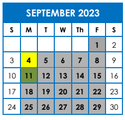 District School Academic Calendar for Mayfield MS for September 2023