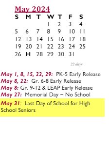 District School Academic Calendar for Broad Meadows Middle for May 2024