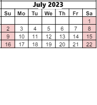 District School Academic Calendar for West Side Middle School for July 2023