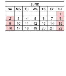 District School Academic Calendar for West Side Middle School for June 2024