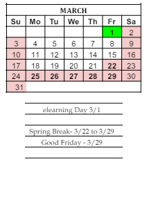 District School Academic Calendar for West Side Middle School for March 2024