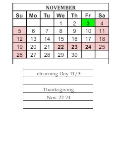District School Academic Calendar for West Side Middle School for November 2023
