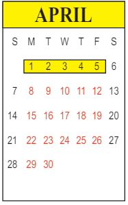 District School Academic Calendar for Ruby-wise Elementary School for April 2024