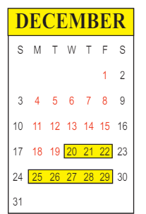 District School Academic Calendar for Ruby-wise Elementary School for December 2023
