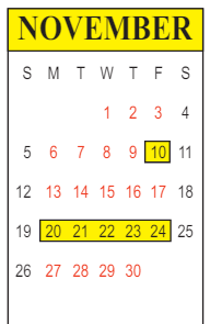 District School Academic Calendar for Scott M. Brame Middle School for November 2023