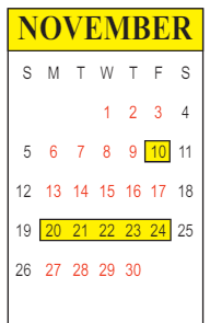 District School Academic Calendar for Ruby-wise Elementary School for November 2023