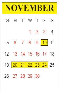 District School Academic Calendar for Forest Hill Elementary School for November 2023