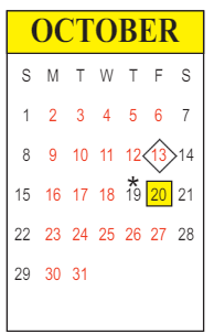 District School Academic Calendar for Ruby-wise Elementary School for October 2023