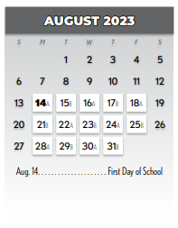 District School Academic Calendar for Springridge Elementary for August 2023