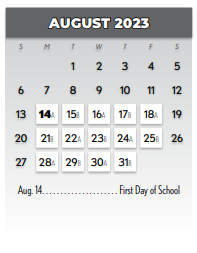 District School Academic Calendar for Math/science/tech Magnet for August 2023