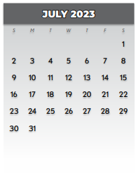 District School Academic Calendar for Springridge Elementary for July 2023
