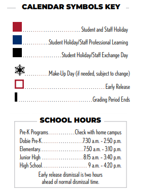 District School Academic Calendar Legend for Lake Highlands High School