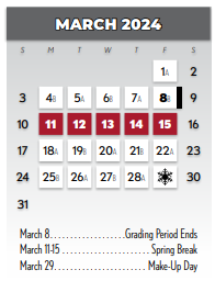 District School Academic Calendar for Westwood Junior High for March 2024