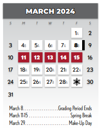 District School Academic Calendar for Prestonwood Elementary for March 2024