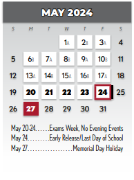 District School Academic Calendar for Math/science/tech Magnet for May 2024