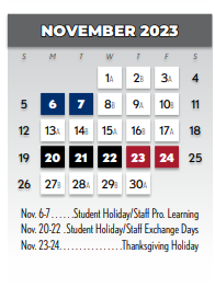 District School Academic Calendar for Math/science/tech Magnet for November 2023