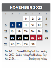 District School Academic Calendar for Lake Highlands High School for November 2023