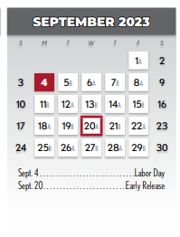 District School Academic Calendar for Aikin Elementary for September 2023