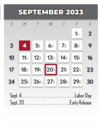 District School Academic Calendar for Math/science/tech Magnet for September 2023