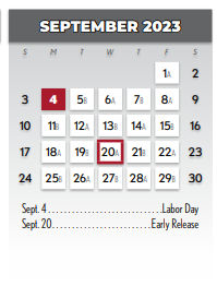 District School Academic Calendar for Westwood Junior High for September 2023