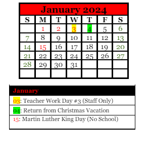 District School Academic Calendar for Forest Hills Spec Educ Coop for January 2024