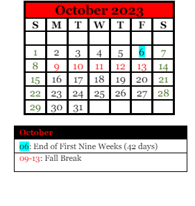 District School Academic Calendar for Forest Hills Spec Educ Coop for October 2023