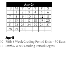 District School Academic Calendar for C R Richardson Elem Sch for April 2024