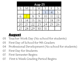 District School Academic Calendar for C R Richardson Elem Sch for August 2023