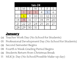 District School Academic Calendar for C R Richardson Elem Sch for January 2024