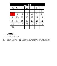 District School Academic Calendar for C R Richardson Elem Sch for June 2024