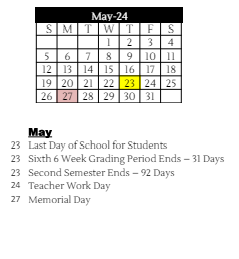 District School Academic Calendar for C R Richardson Elem Sch for May 2024
