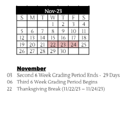 District School Academic Calendar for C R Richardson Elem Sch for November 2023
