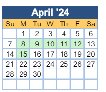 District School Academic Calendar for Sego Middle School for April 2024