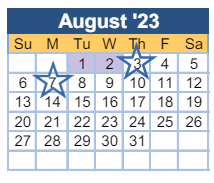 District School Academic Calendar for Mcbean Elementary School for August 2023