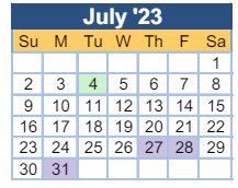 District School Academic Calendar for Freedom Park Elementary for July 2023