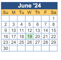 District School Academic Calendar for Tutt Middle School for June 2024