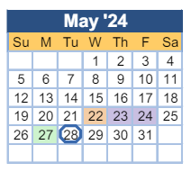 District School Academic Calendar for Hephzibah Elementary School for May 2024