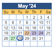District School Academic Calendar for Freedom Park Elementary for May 2024