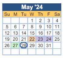 District School Academic Calendar for Johnson Magnet for May 2024