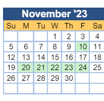 District School Academic Calendar for Jamestown Elementary School for November 2023