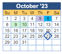 District School Academic Calendar for Goshen Elementary School for October 2023