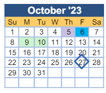 District School Academic Calendar for Freedom Park Elementary for October 2023