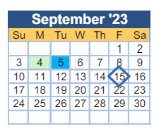District School Academic Calendar for Sue Reynolds Elementary School for September 2023