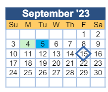 District School Academic Calendar for Freedom Park Elementary for September 2023