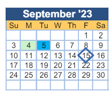 District School Academic Calendar for Glenn Hills Middle School for September 2023