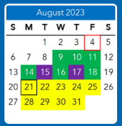 District School Academic Calendar for George W. Carver ELEM. for August 2023