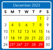 District School Academic Calendar for Linwood Holton Elem for December 2023
