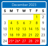 District School Academic Calendar for George W. Carver ELEM. for December 2023
